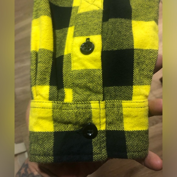 NWT Fashion Nova Plaid Double Layer Woven Hoodie Yellow/Combo - Picture 5 of 11